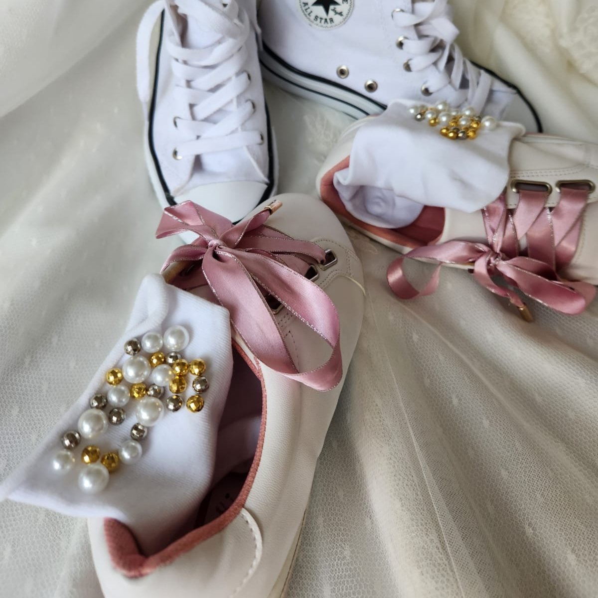 Calcetines novia con perlas