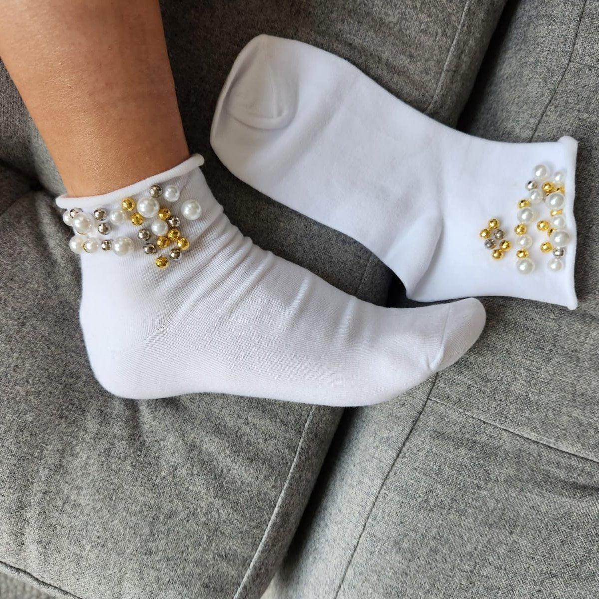 Calcetines novia con perlas